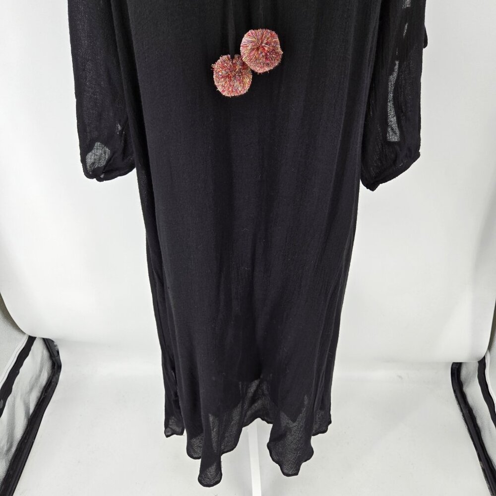 Johnny Was Calme Maxi Slip Gauze Dress Black 3/4 Sleeve Lagenlook Size XS NEW - Picture 4 of 8